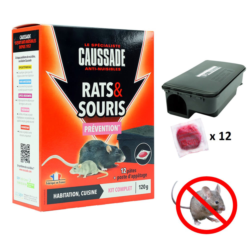 Lot de 2 boites Raticide Rats & Souris - Pat'Appât Espèces